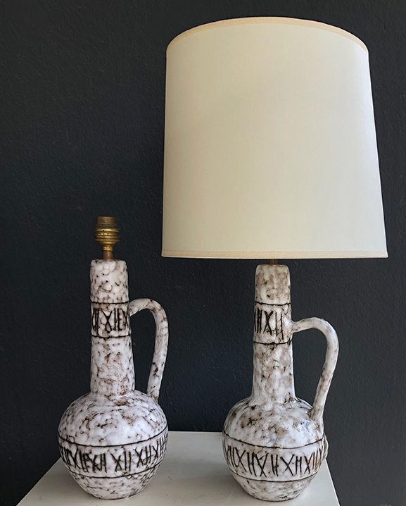 L 846 – Paire de Lampes  en céramique     Haut : 53 cm